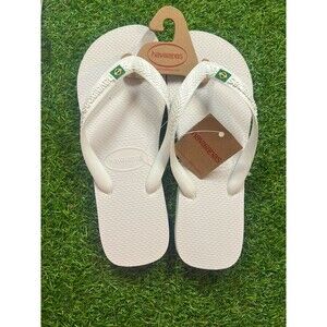 Havaianas Classic White Brazil Logo Flip Flops NWT Men’s 11/12 AUTHENTIC
